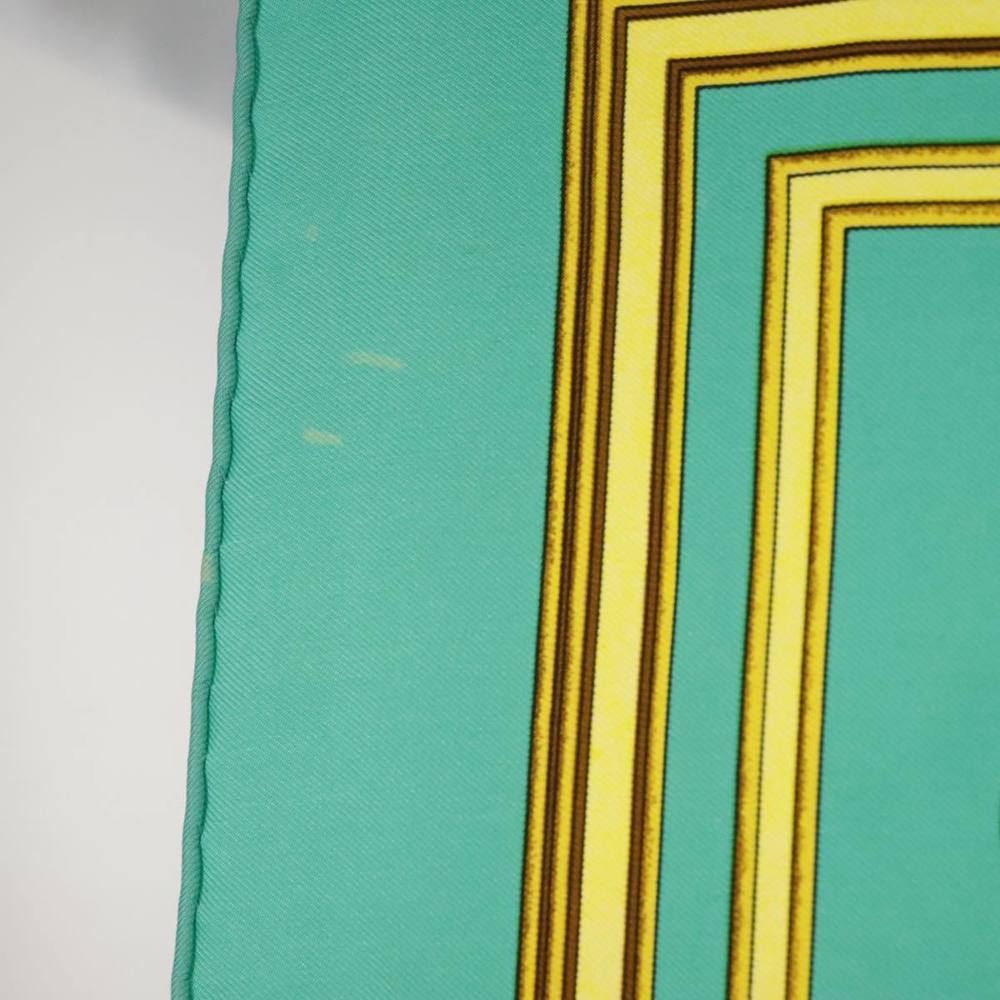 HERMES Carre 90 Scarf ""LES TUILERIES"" Silk Green Yellow Auth 99949 - Picture 12 of 16